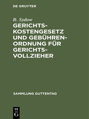 cover image of Gerichtskostengesetz und Gebührenordnung für Gerichtsvollzieher